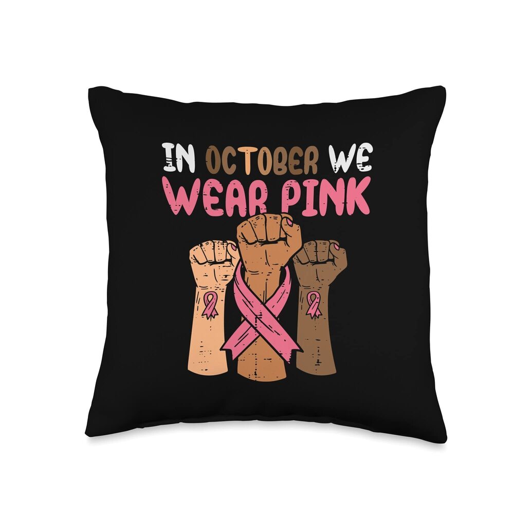5092 In October We Wear Pink Melanin Black Breast Cancer African Throw